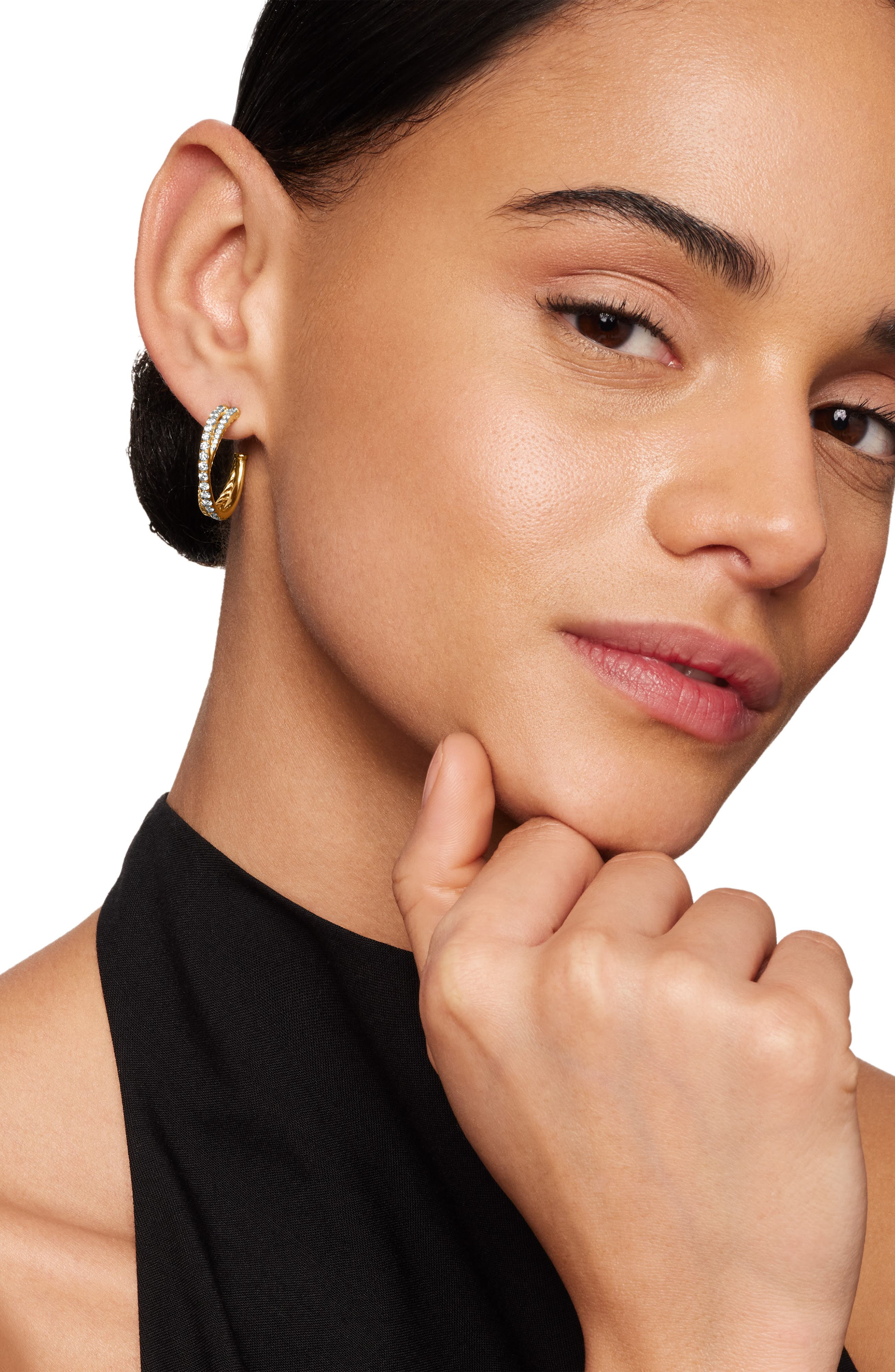David Yurman Pavé Diamond Crossover Hoop Earrings in 18K Yellow Gold at Nordstrom - 2