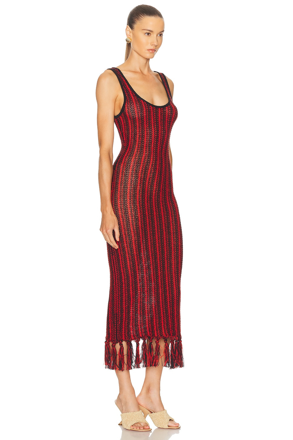 Stripe Scoopneck Fringe Dress - 2
