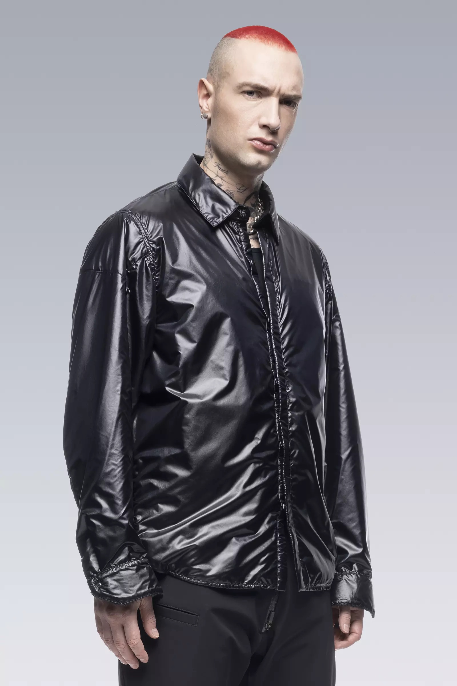 LA10-PX HD Nylon Polartec® Alpha® Press Button Shirt Jacket Black - 23