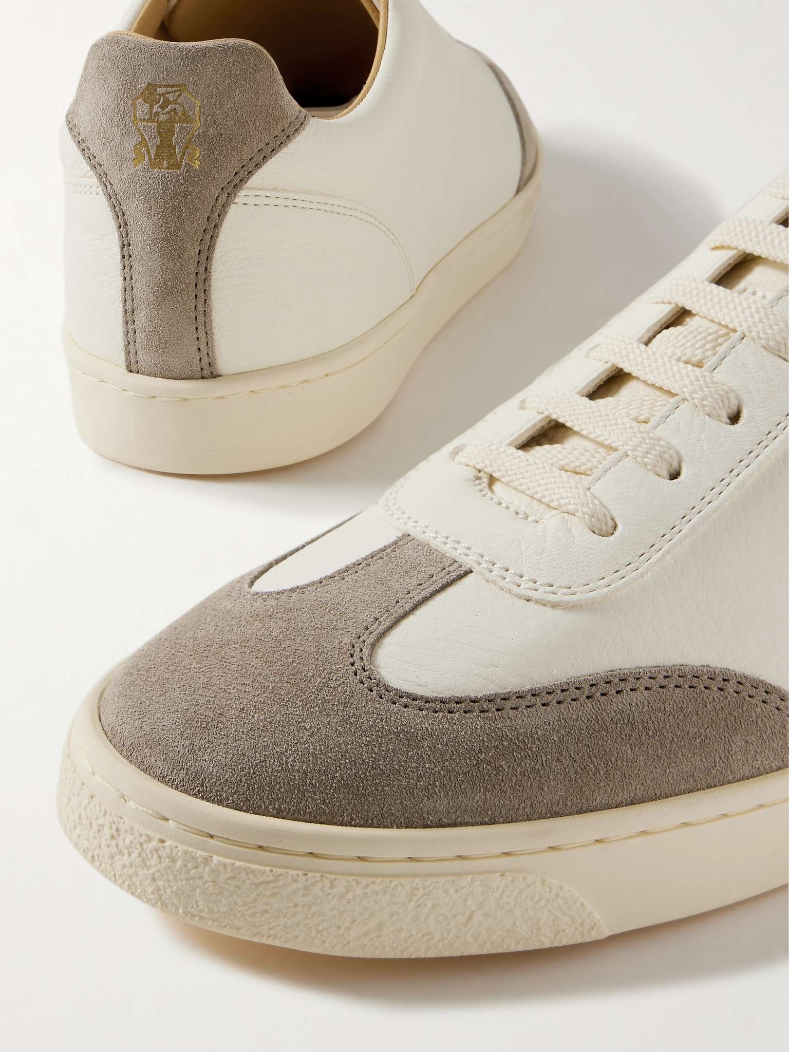 Suede-Trimmed Leather Sneakers - 6