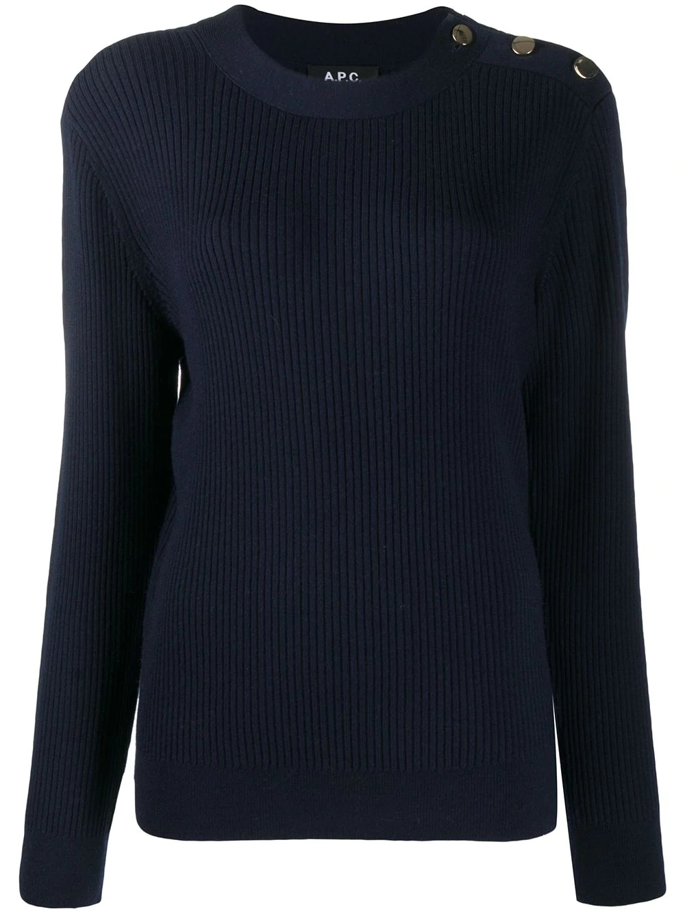 shoulder-button ribbed jumper - 1