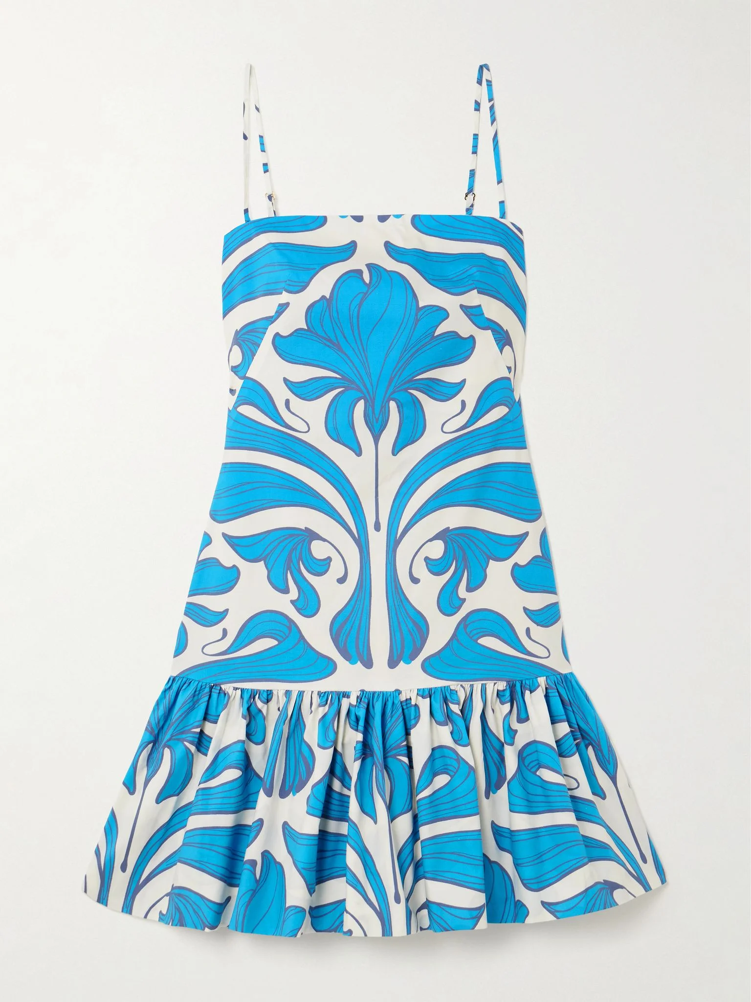 Joyita tiered printed linen mini dress Blue - 1
