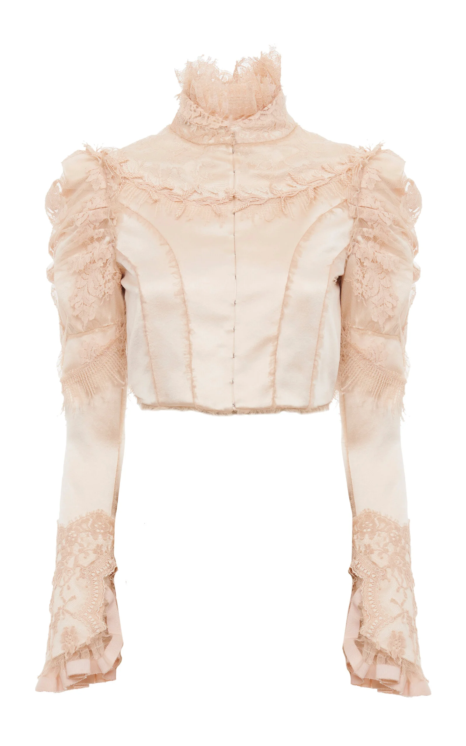 Cropped Duchess Silk Satin Jacket pink - 1