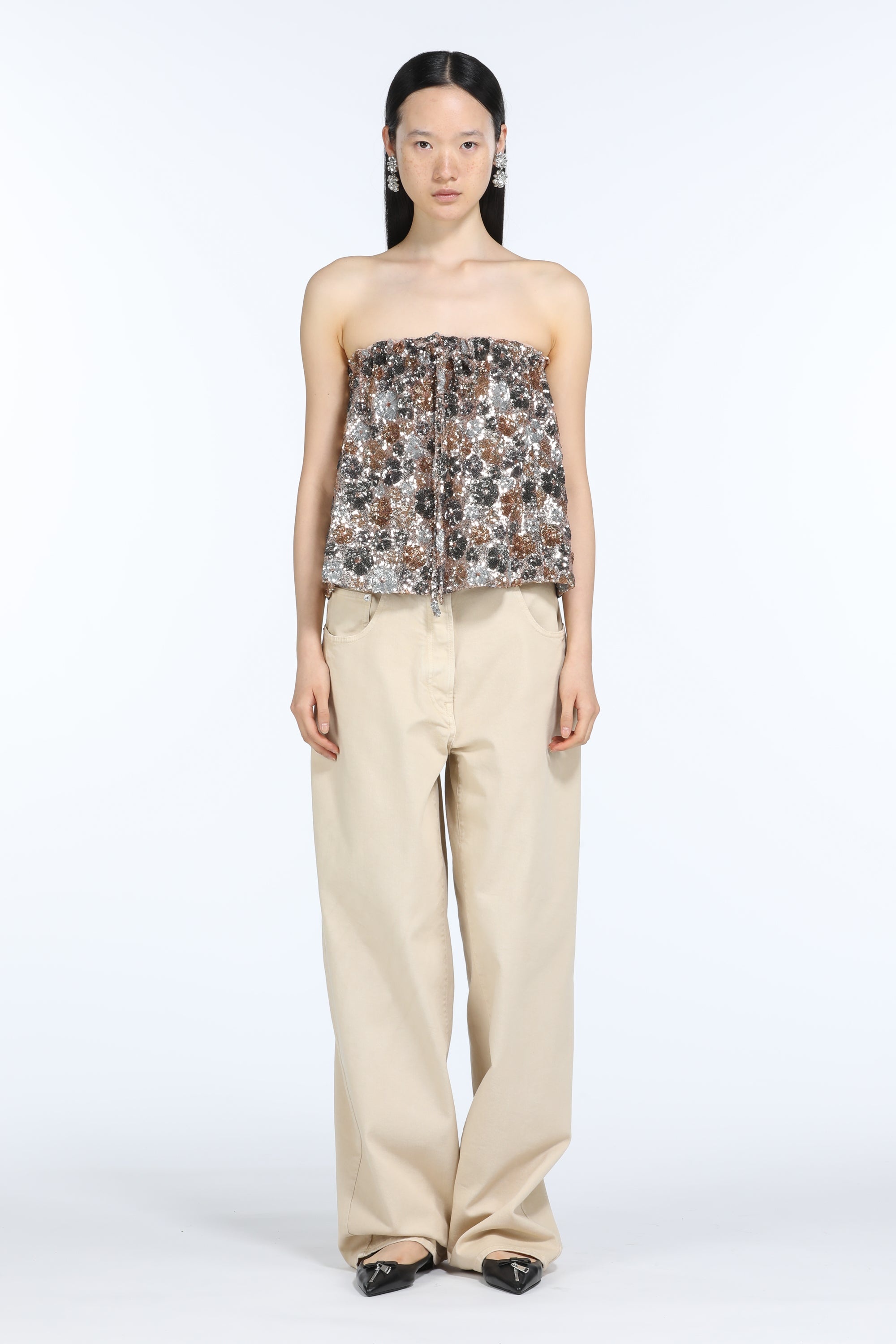 SEQUIN-EMBELLISHED STRAPLESS TOP - 4