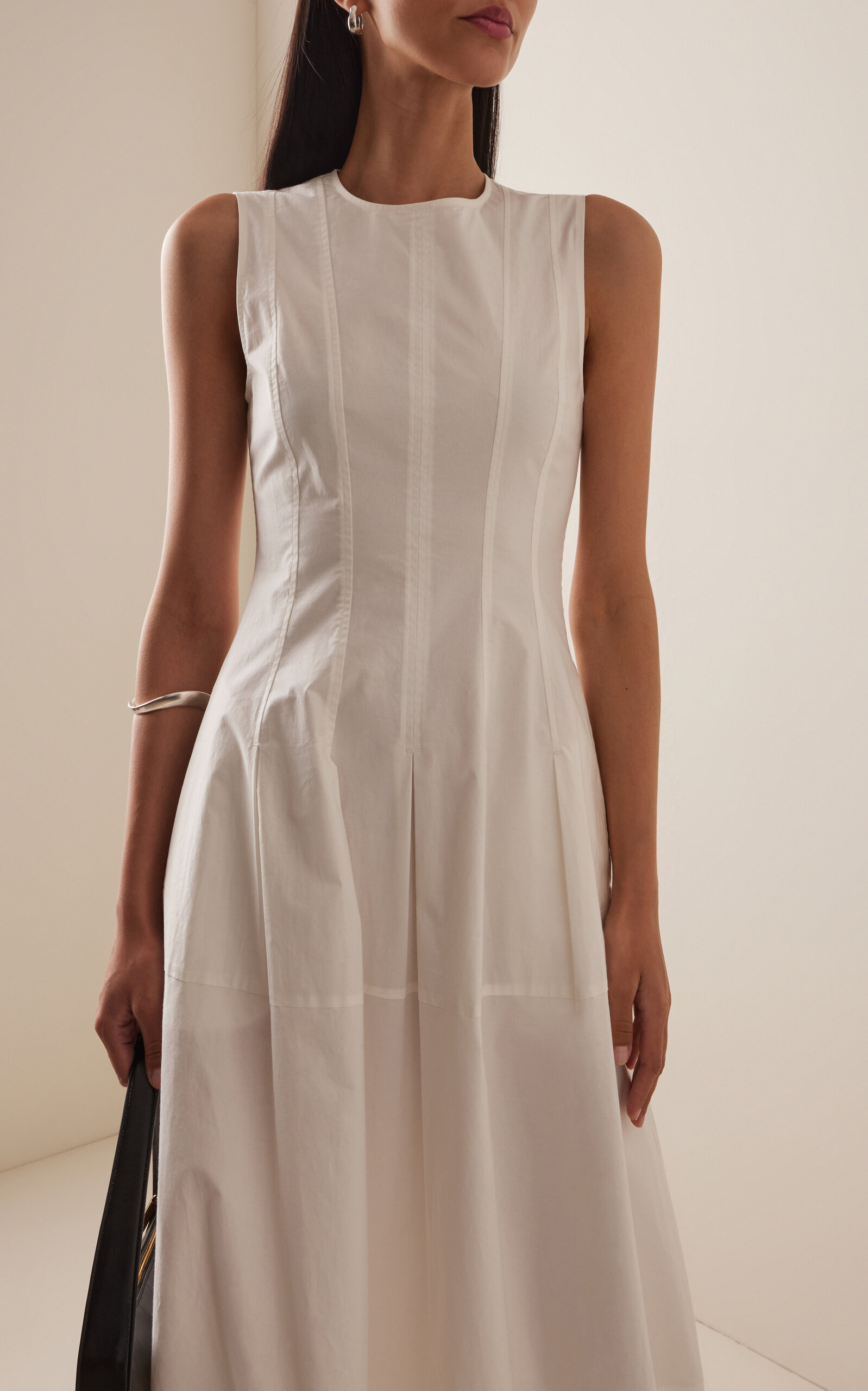 Marley Dress in Brushed Poplin white - 3