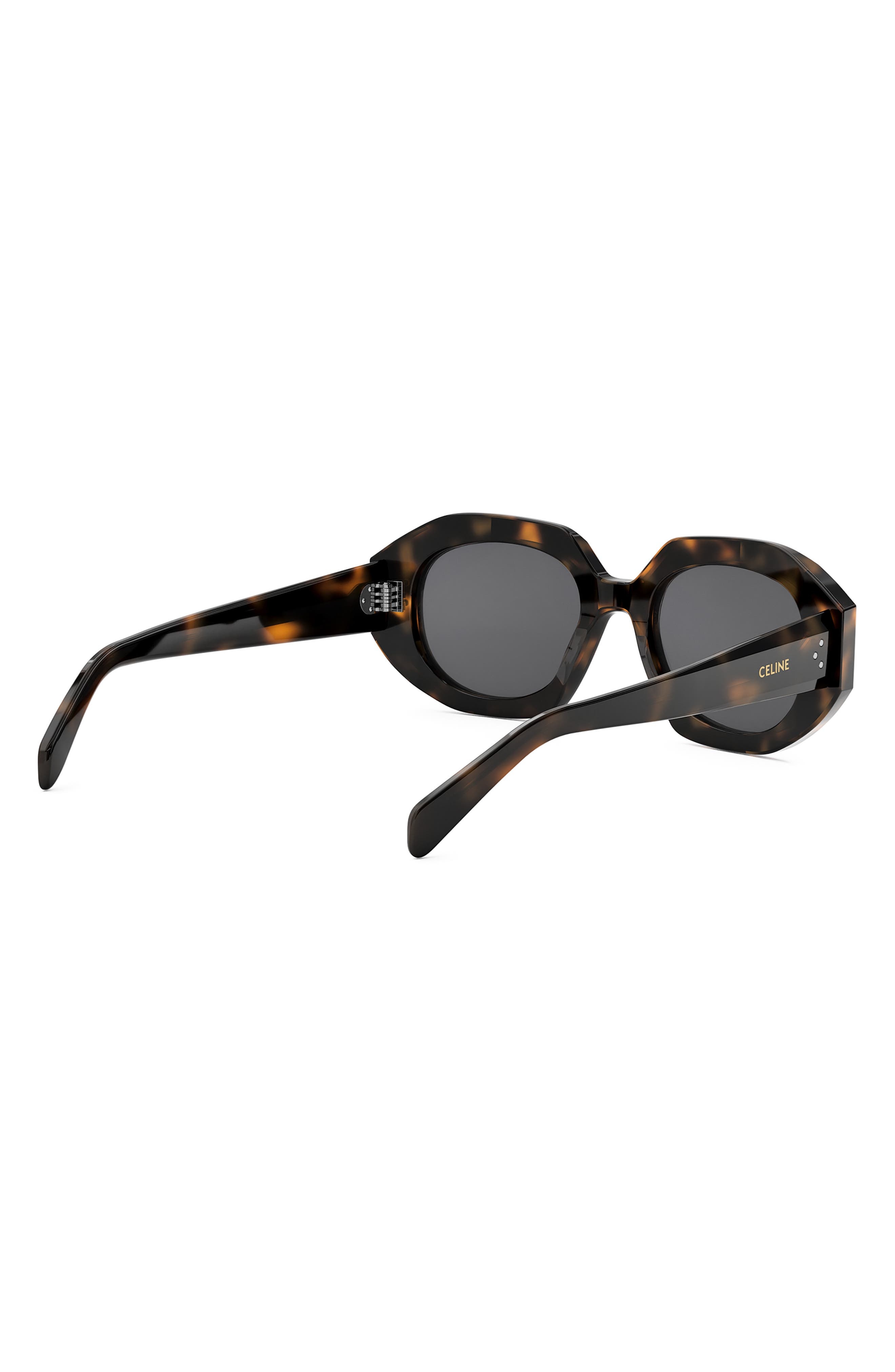 CELINE Bold 3 Dots 52mm Geometric Sunglasses in Blonde Havana /Smoke at Nordstrom - 5