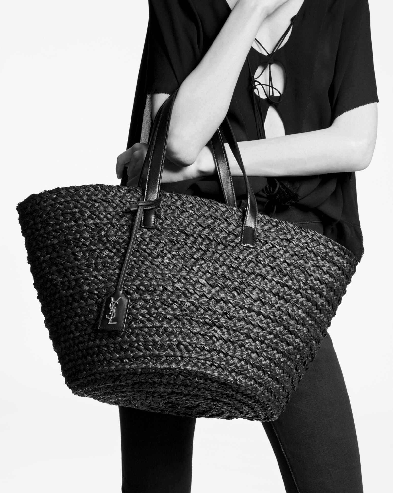 panier medium bag in raffia - 2