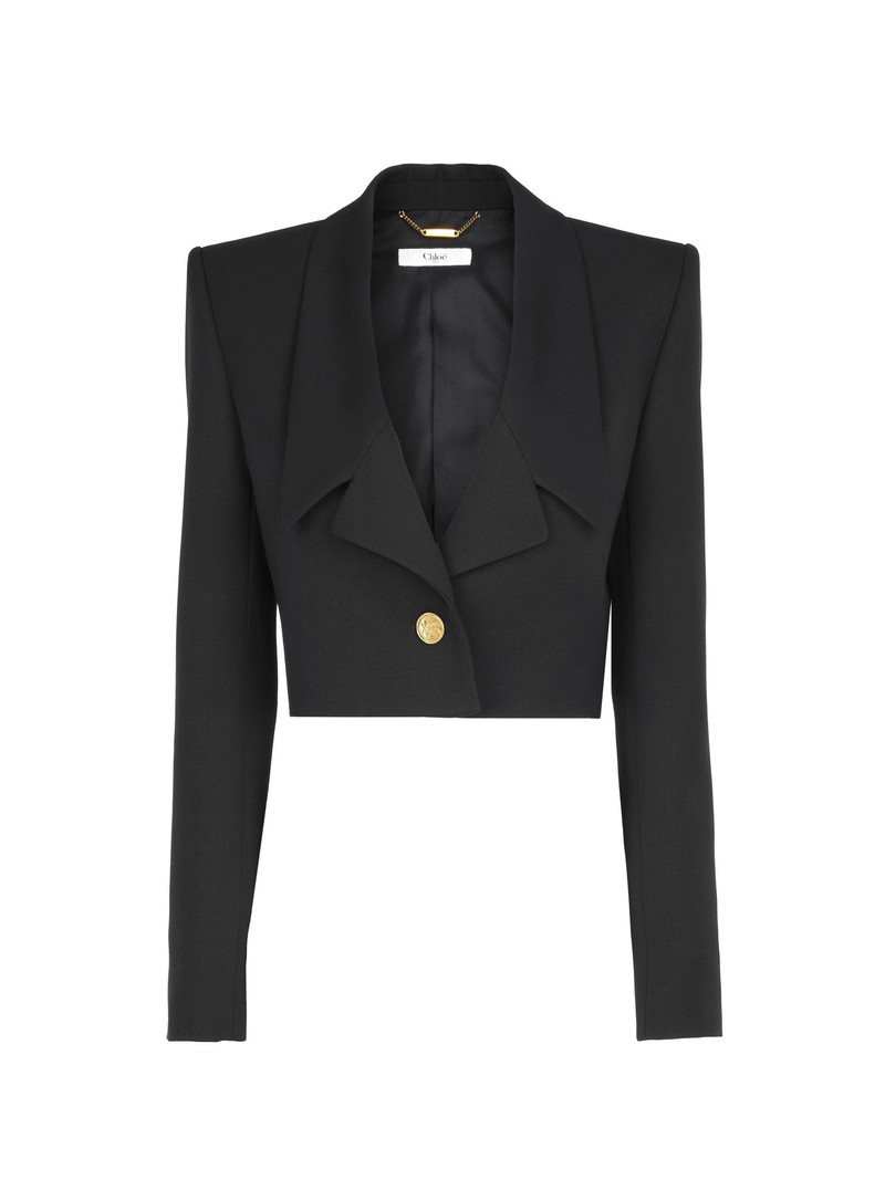 CROPPED SPENCER JACKET IN WOOL GRAIN DE POUDRE 1