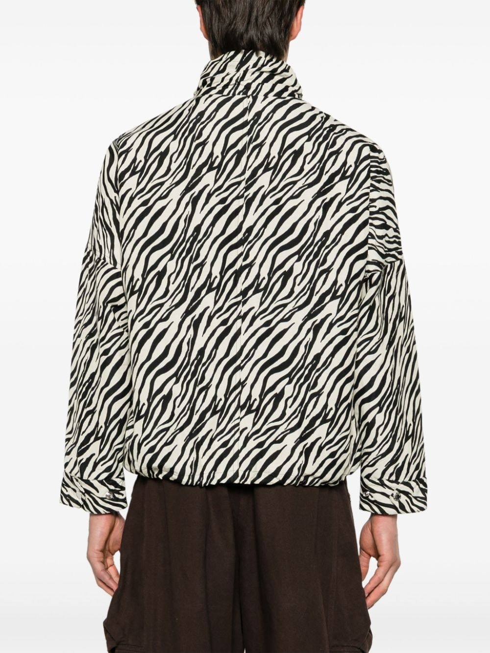 zebra-print zip-up jacket - 4