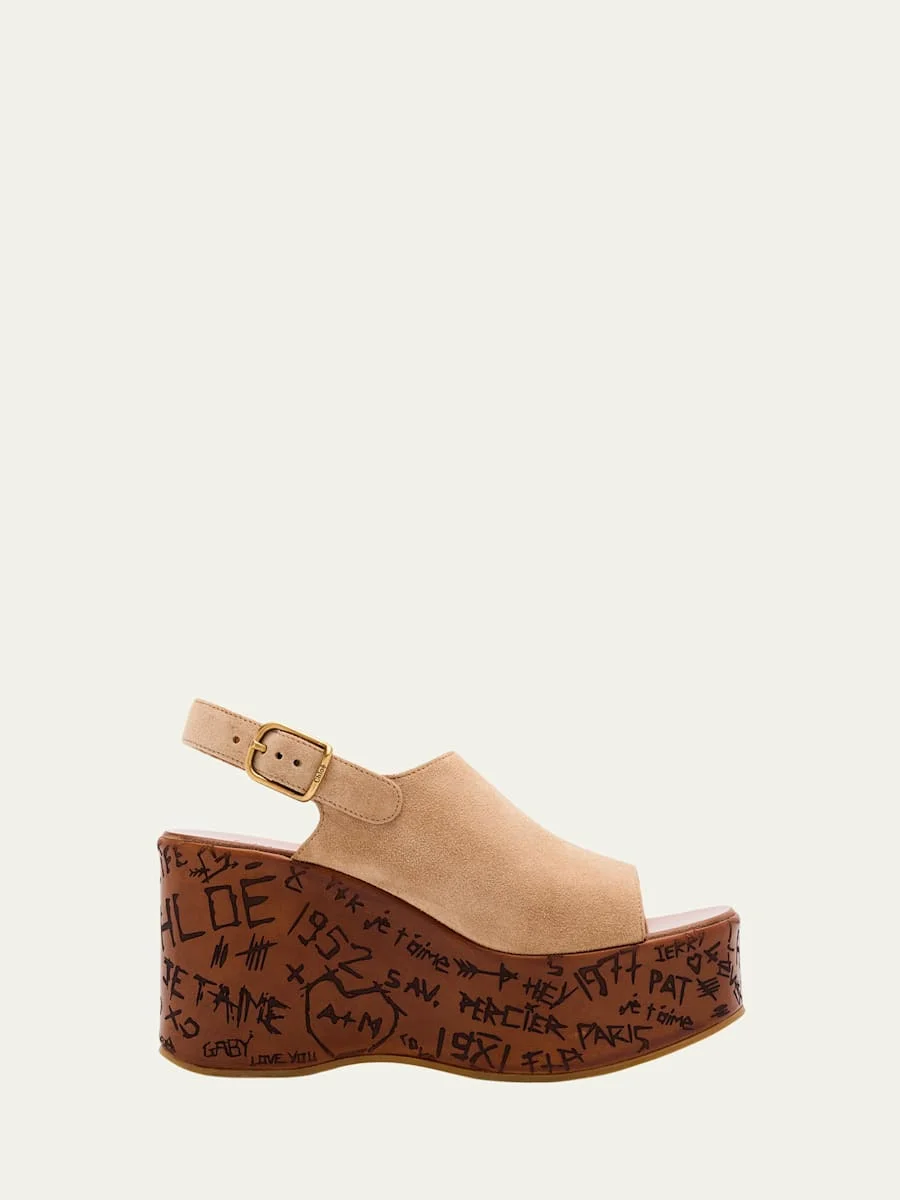 Maxime Platform Wedge Suede Sandals - 1