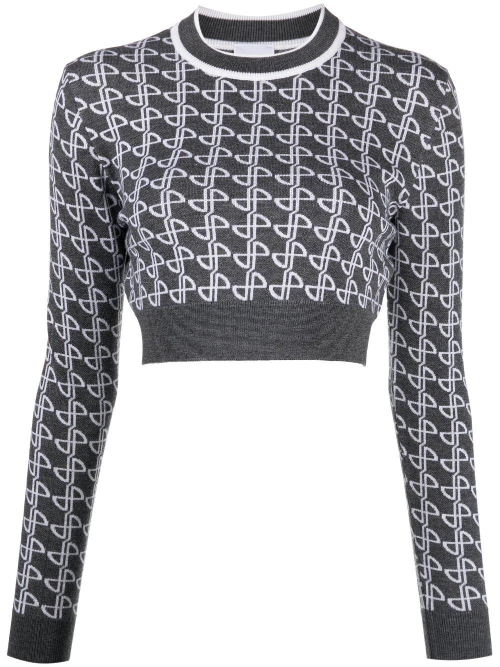 jacquard merino cropped jumper - 1