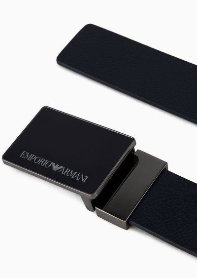 EMPORIO ARMANI Pebbled leather belt with plate outlook