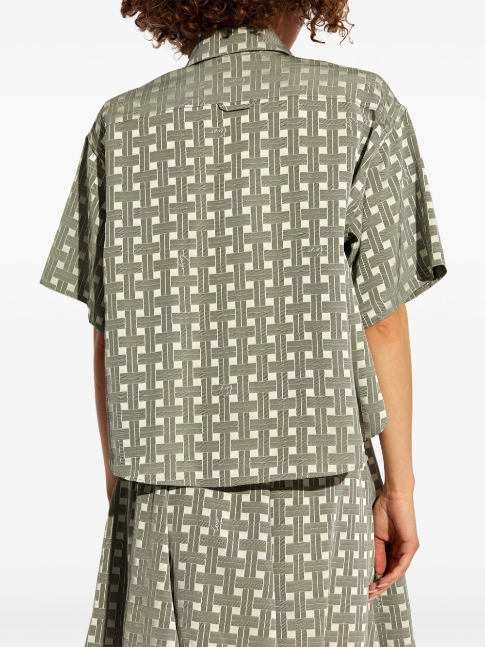Weave geometric-print cropped shirt - 4