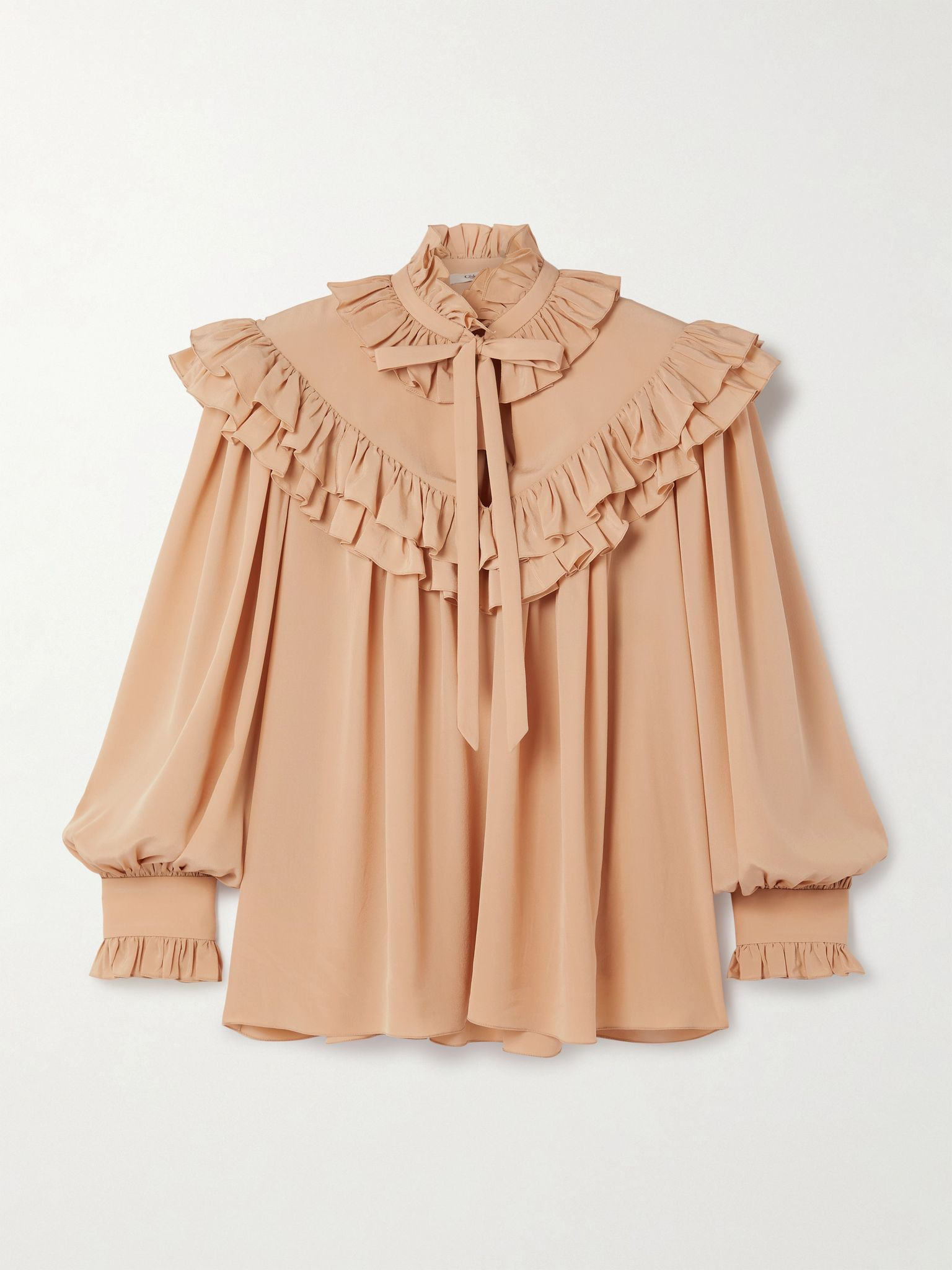 Ruffled organic silk blouse Blush - 1
