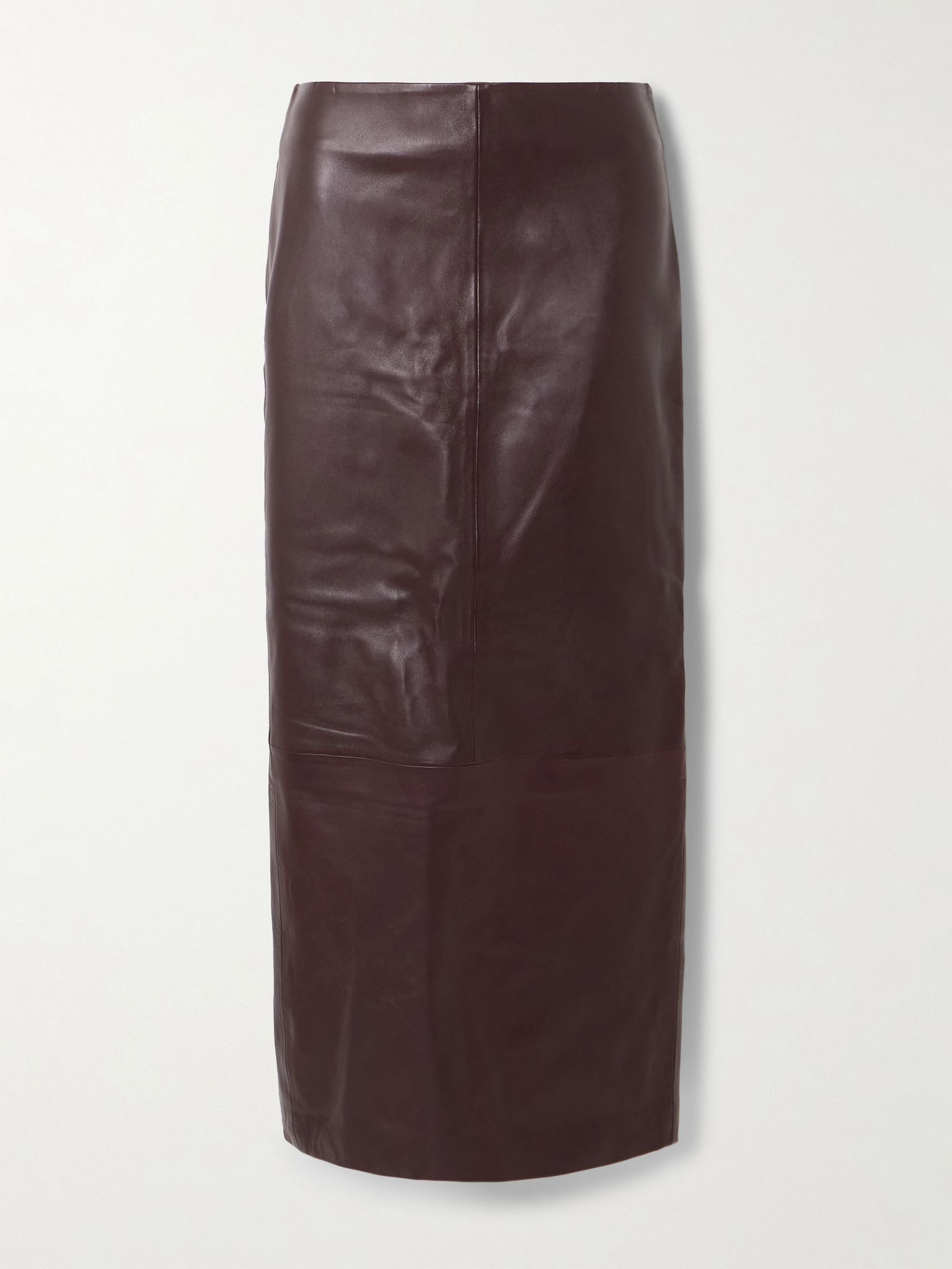 Paneled leather maxi skirt Burgundy - 1