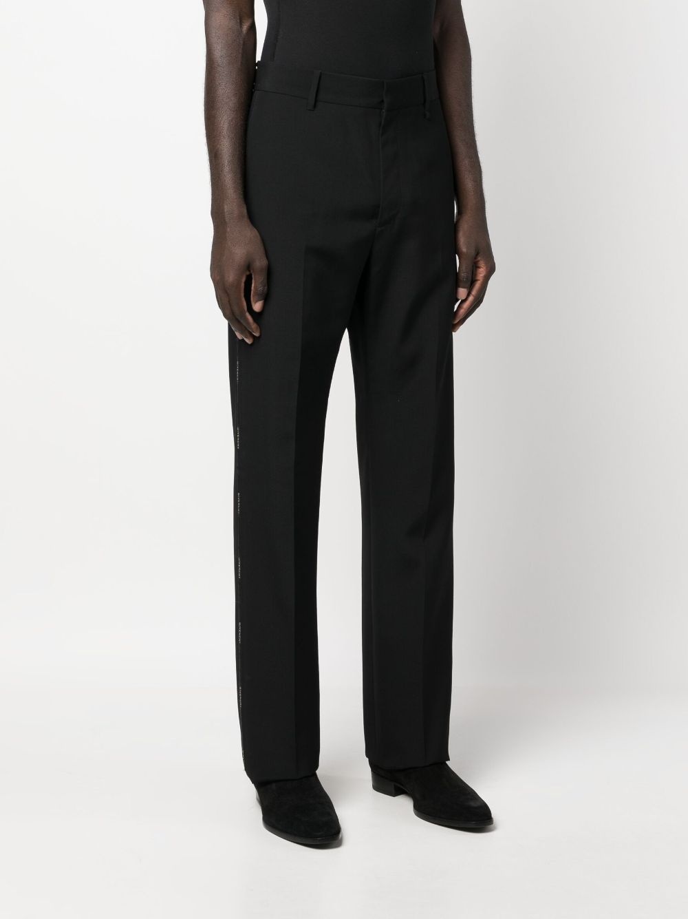 logo-tape tailored trousers - 3