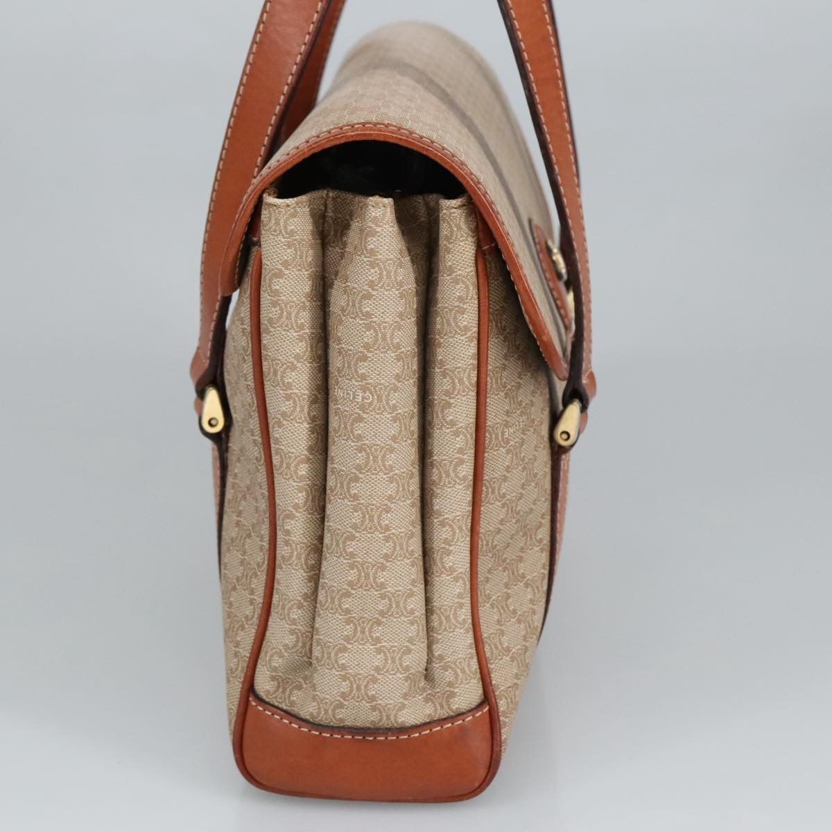 CELINE Macadam Canvas Hand Bag Beige Gold - 3