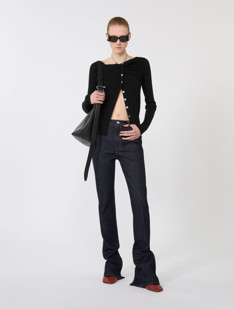 Sportmax Wool cardigan with chain - black outlook