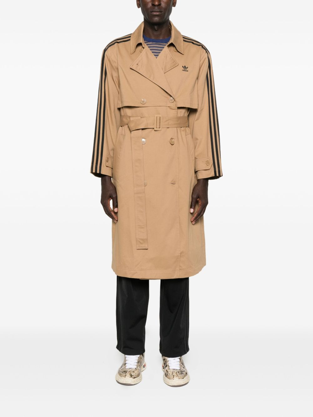 three-stripe belted trench coat - 2