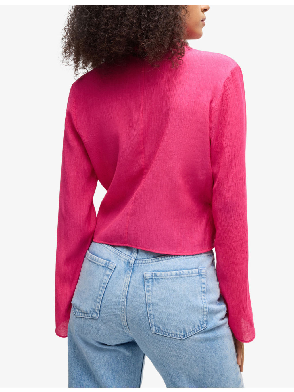 Wrap-Over Long-Sleeve Woven Top - 4