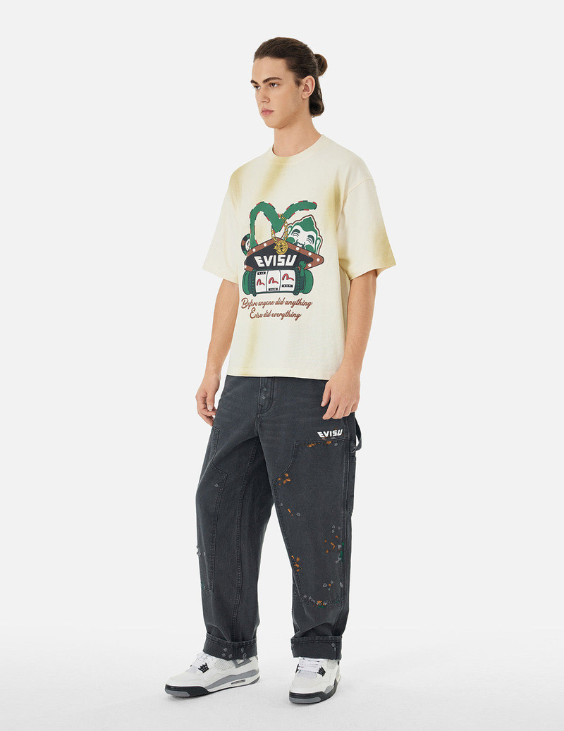 SEAGULL EMBROIDERY AND LOGO PRINT RELAX FIT WASHED PANTS 4