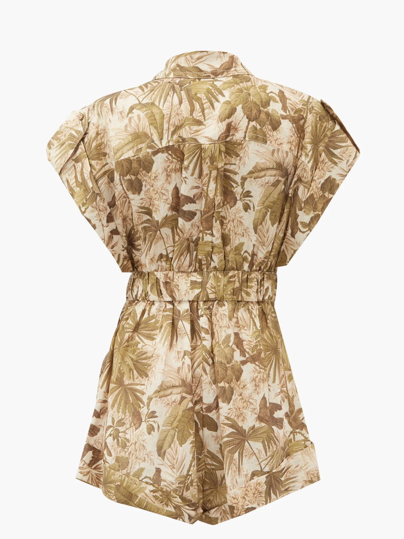 Brighton leaf-print belted canvas playsuit - 4