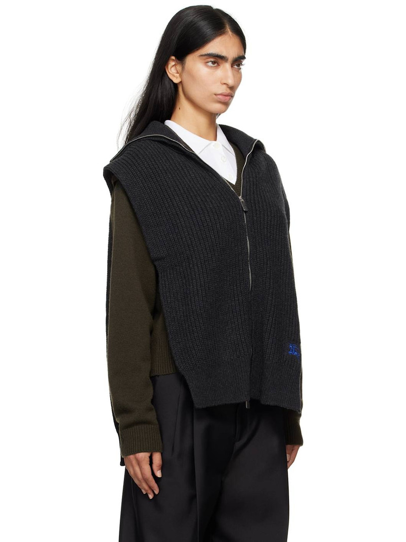 Gray Cashmere Zip Cape Vest 2