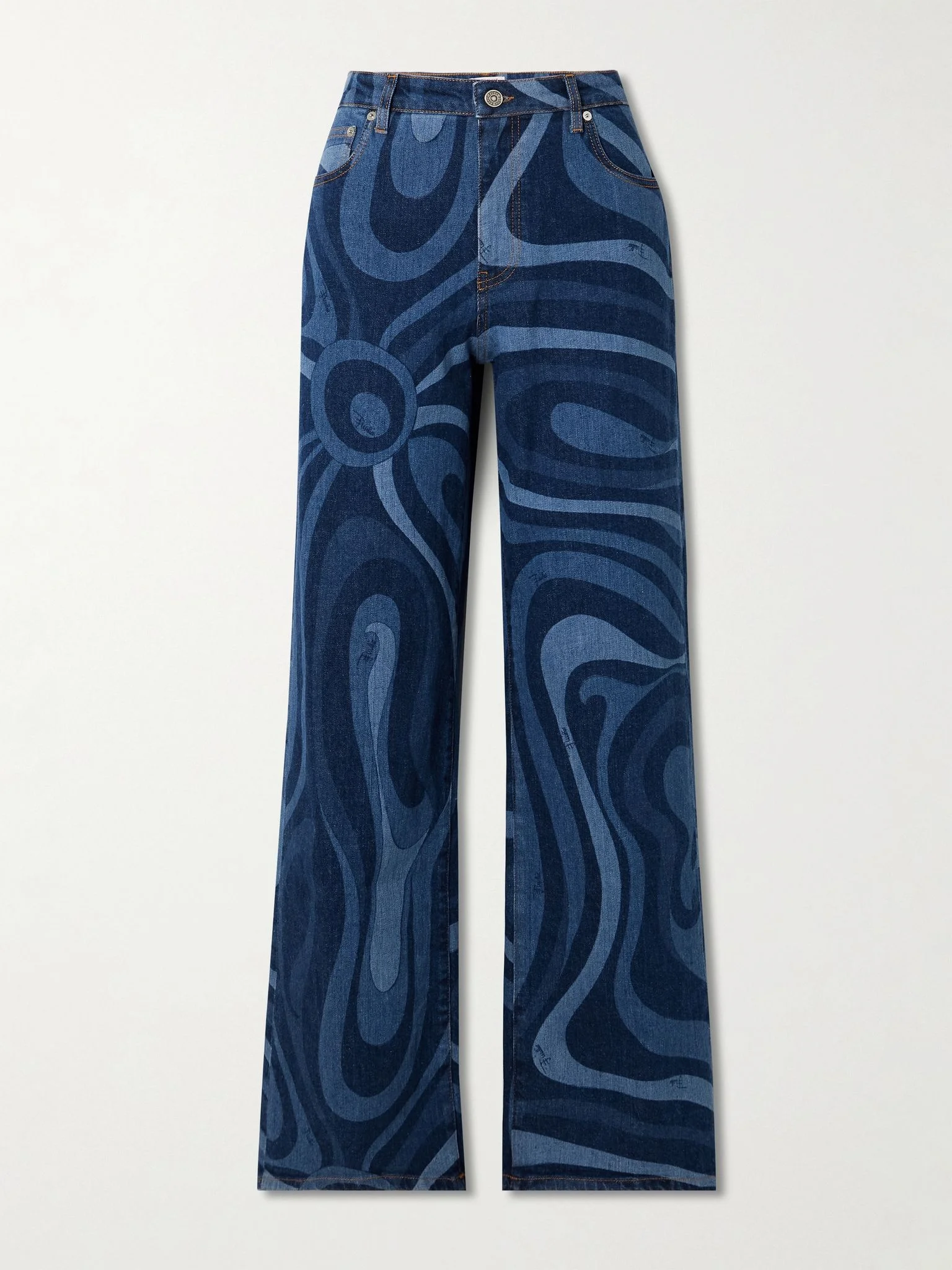 Marmo printed high-rise wide-leg jeans Blue - 1