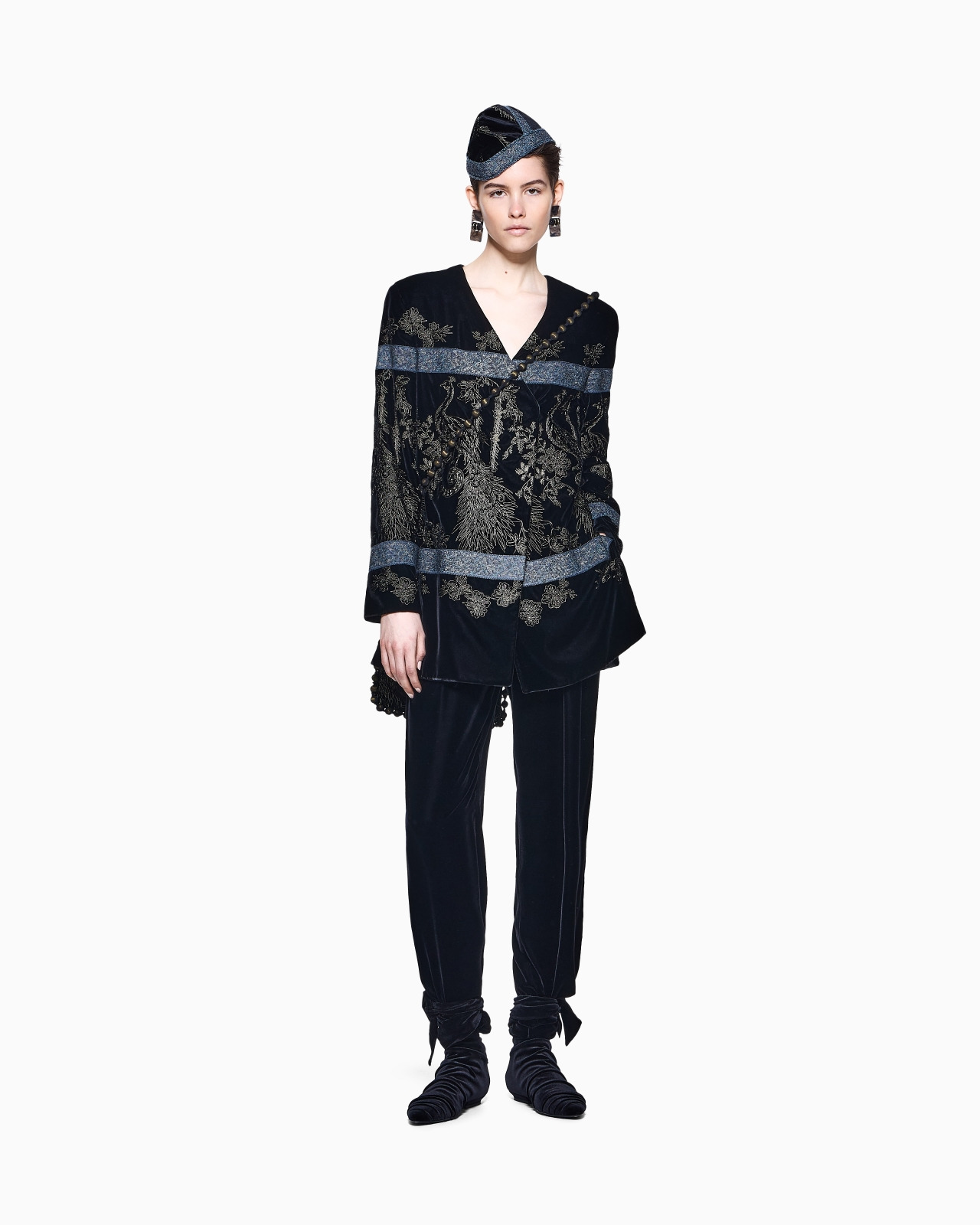 STRAIGHT-CUT VELVET TROUSERS - 2