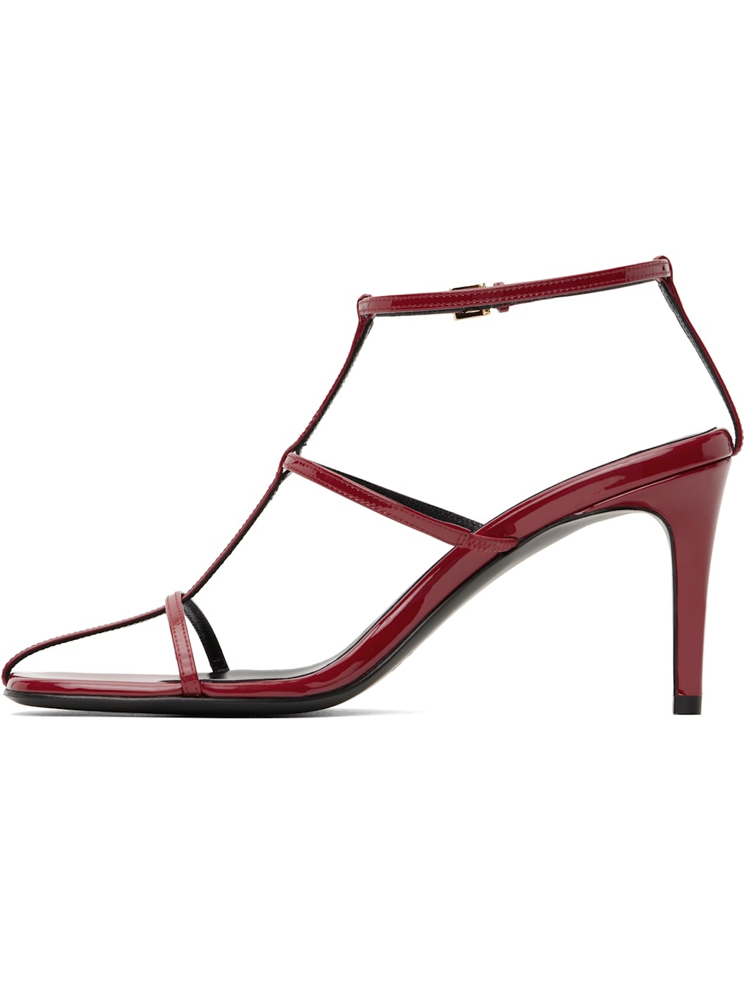 Red Cage Heeled Sandals - 3