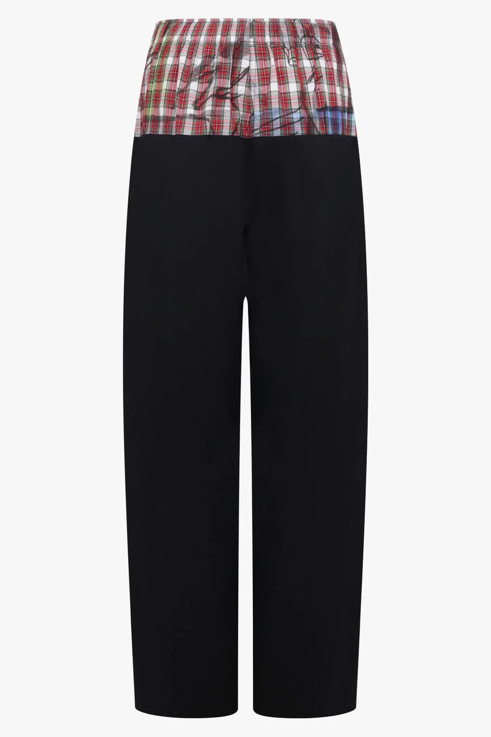 KUNG FU TROUSER WITH CHECK ELASTIC WAIST | BLACK/RED/WHITE - 1