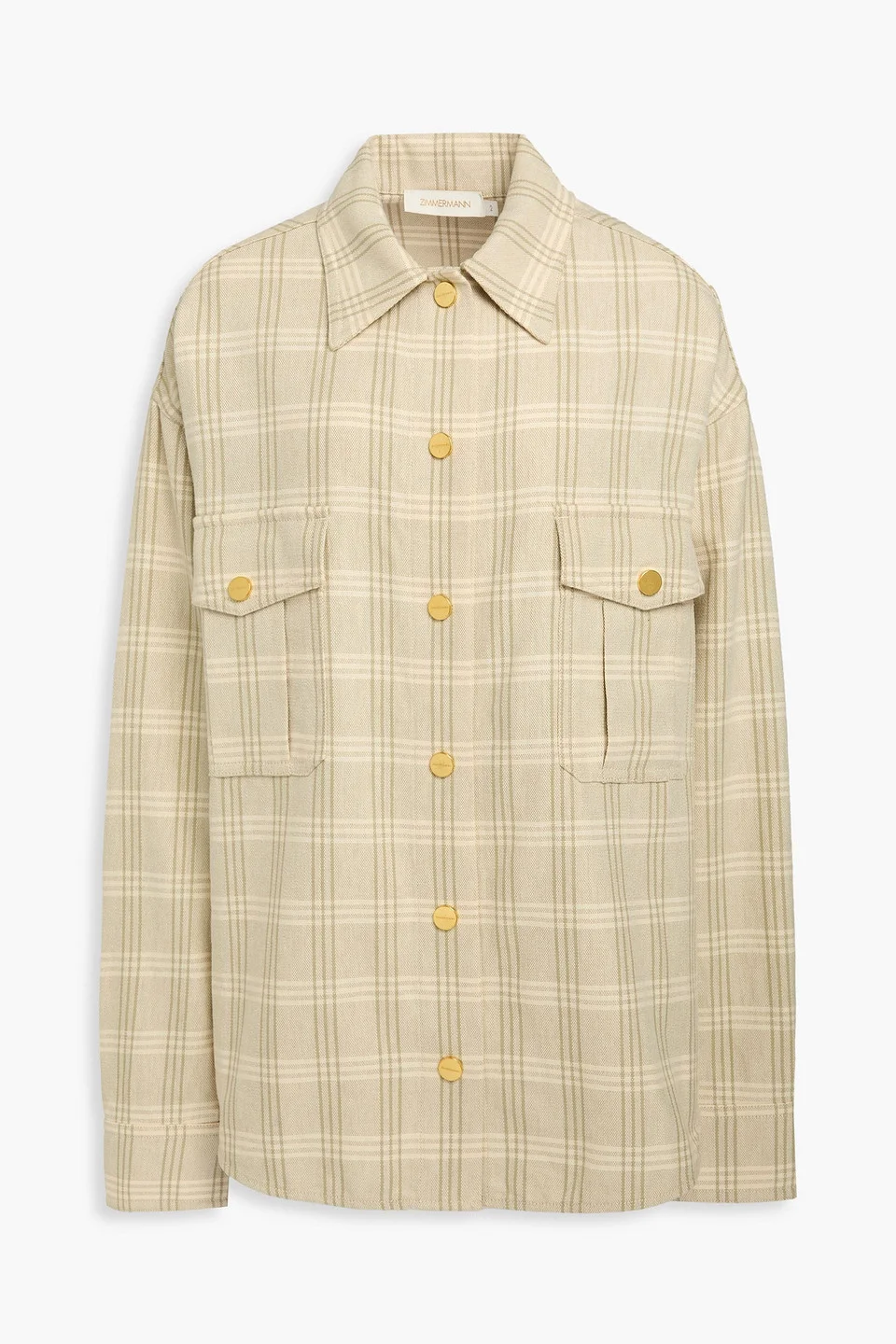 Oversized checked cotton and linen-blend shirt - 1