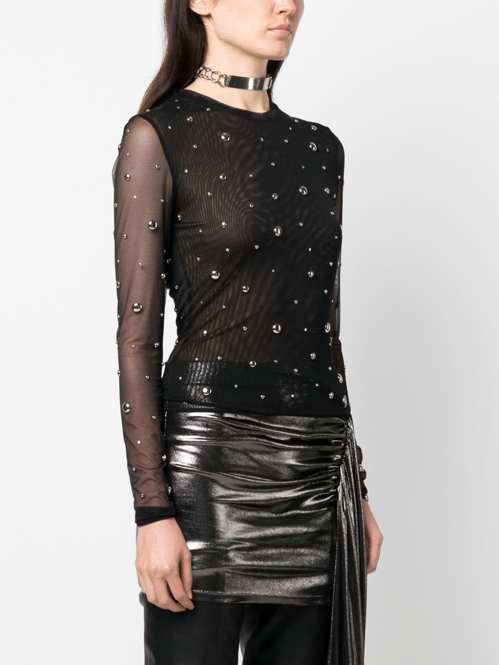 studded semi-sheer T-shirt - 3