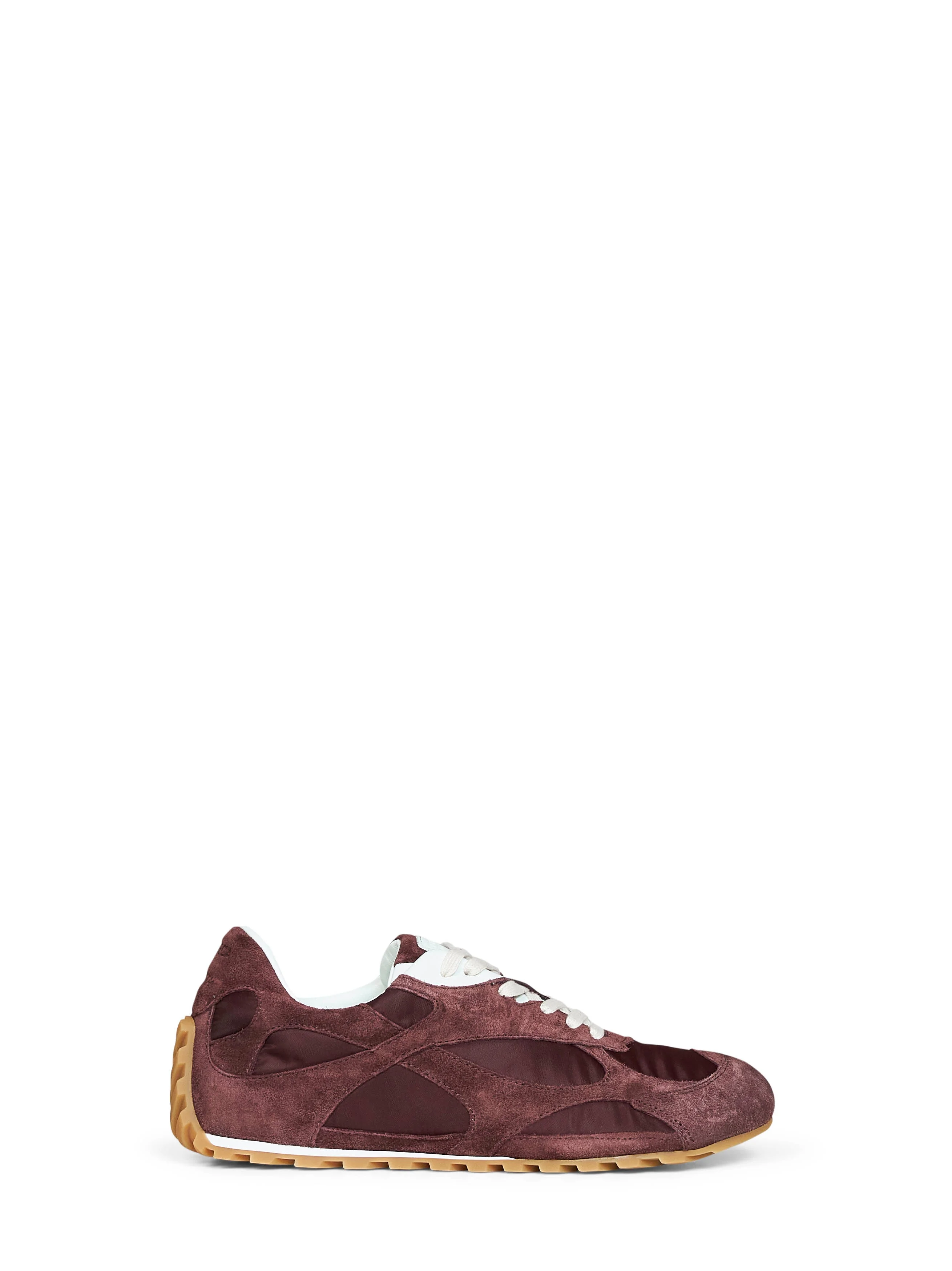 Bottega Veneta Women Deep Mahogany Suede And Nylon Orbit Flash Sneakers - 1