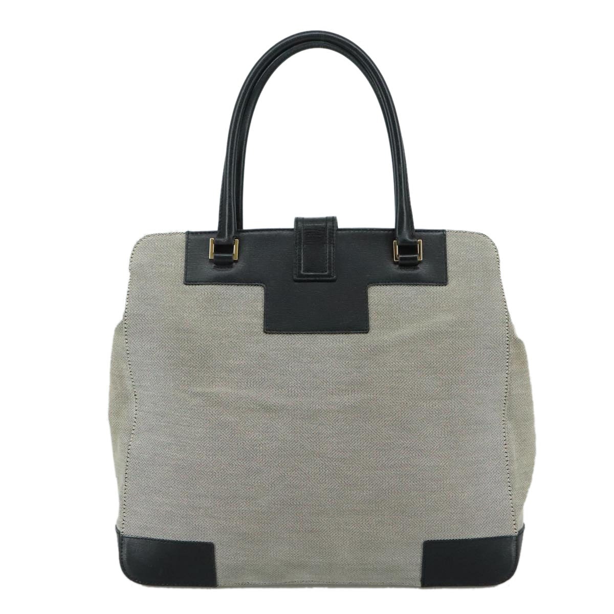 GUCCI Hand Bag Canvas Leather Gray Black Gold - 3