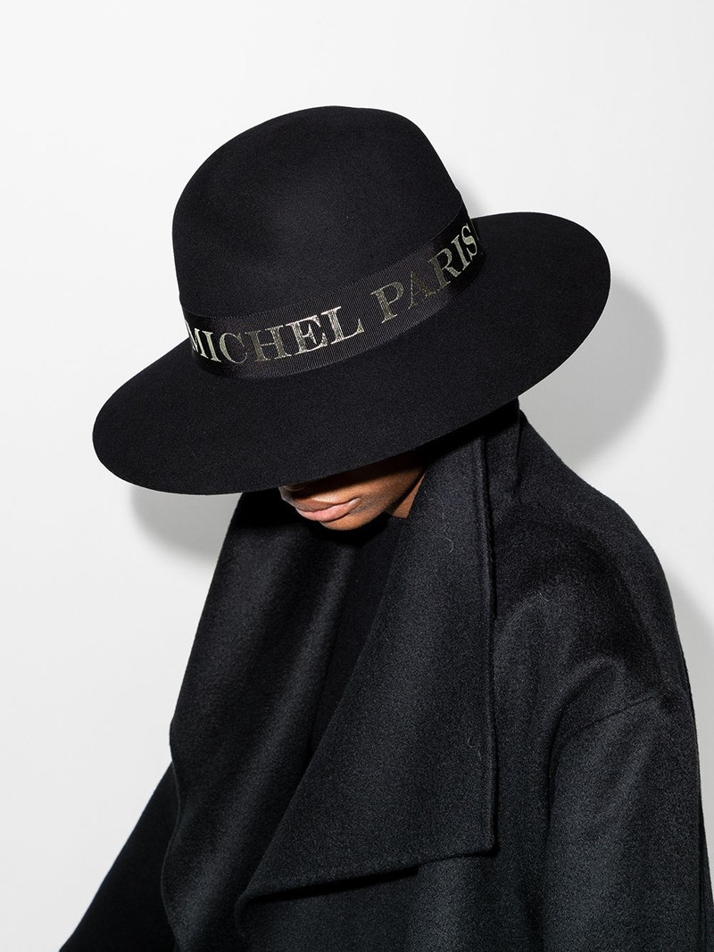 MAISON MICHEL Virginie logo-tape fedora hat outlook