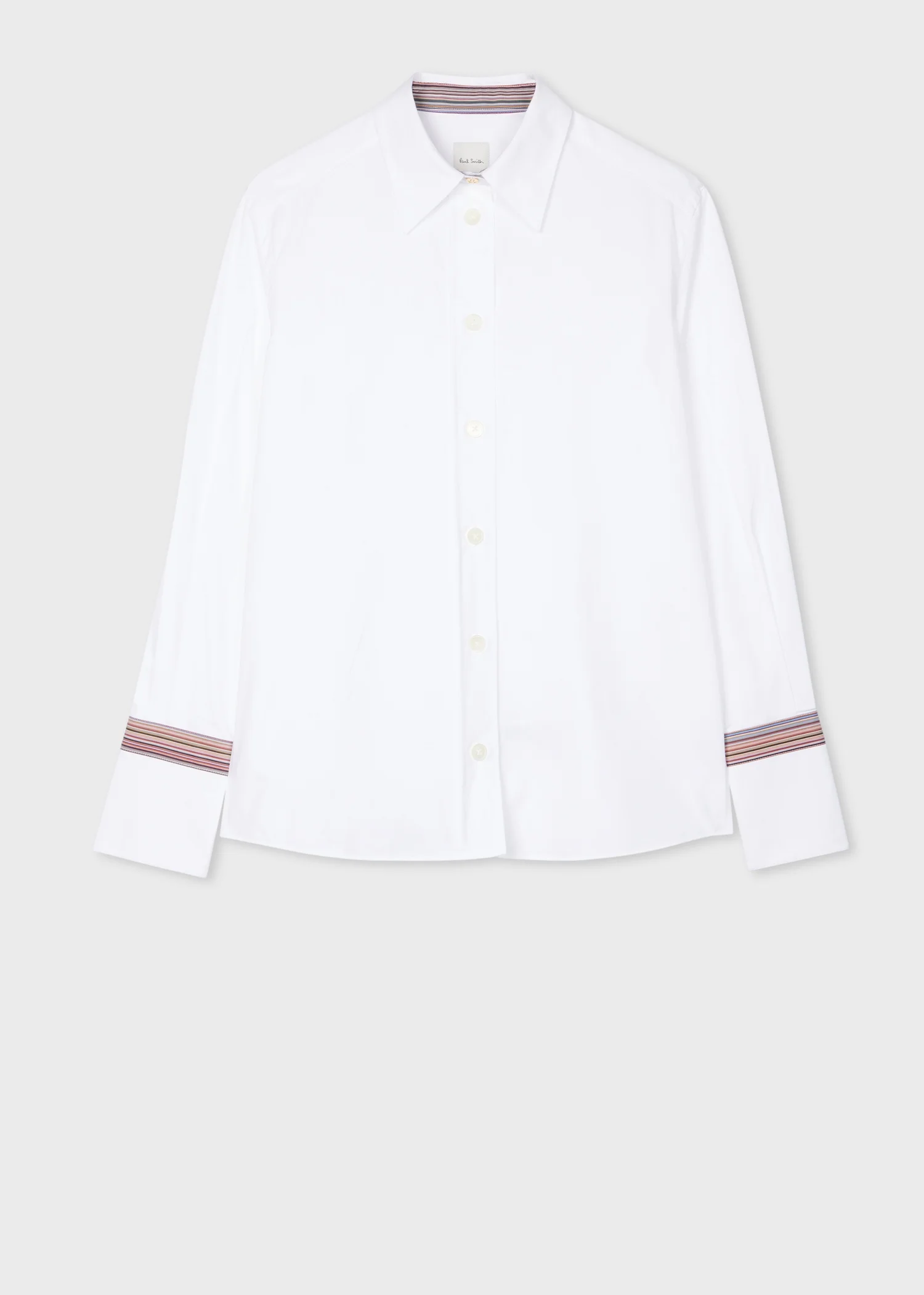 White 'Signature Stripe' Cuff Shirt - 1