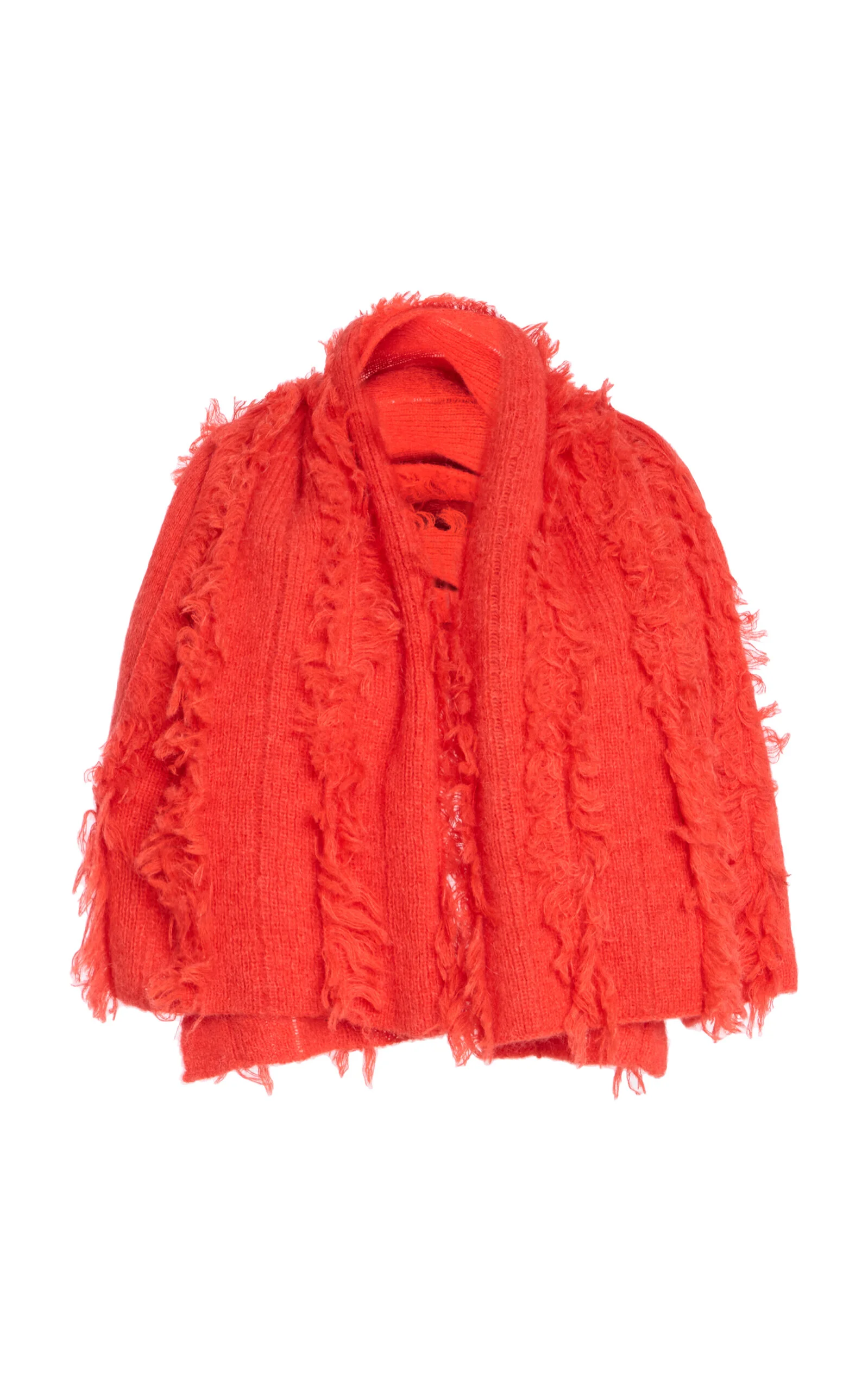 Shalom Fringed Merino Wool Scarf red - 1