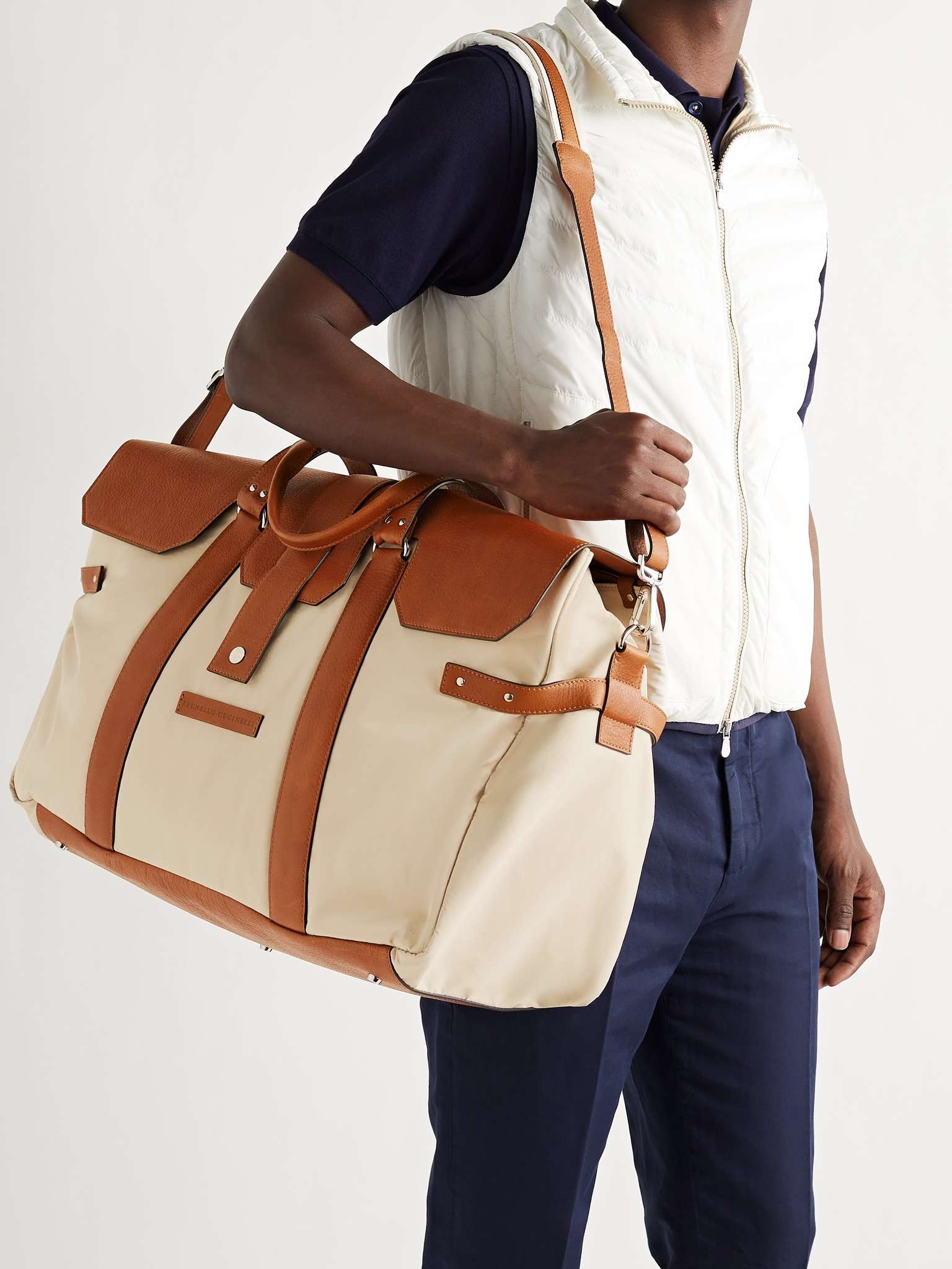 Leather-Trimmed Nylon Holdall - 6