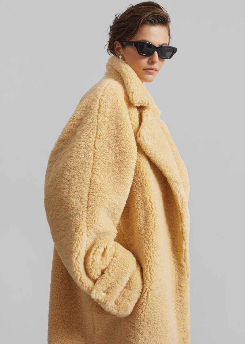 Gresham Faux Shearling Robe Coat - Yellow 3