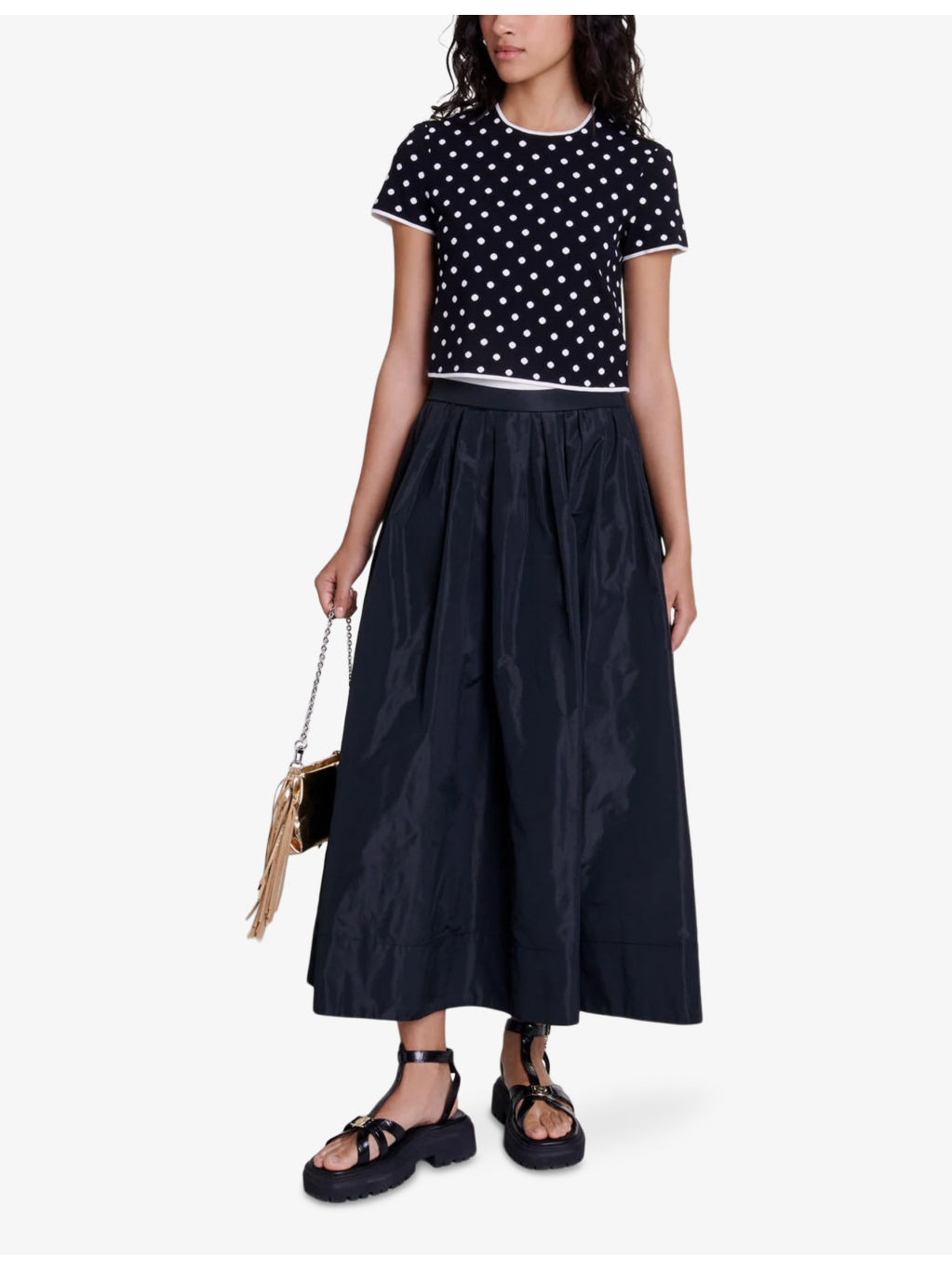 Flared-skirt high-rise woven maxi skirt - 2