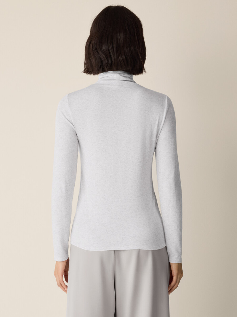 Mélange Sheer Cotton Blend Knit Turtleneck Top 4