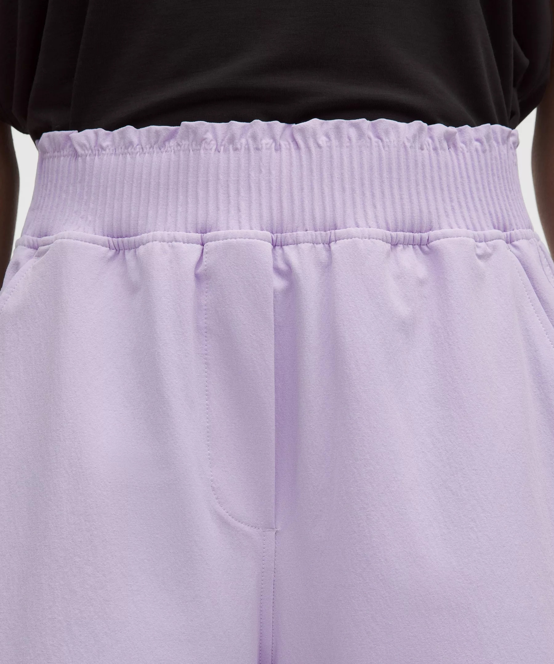Stretch Woven Ruffle-Waist High-Rise Short 9" - 5