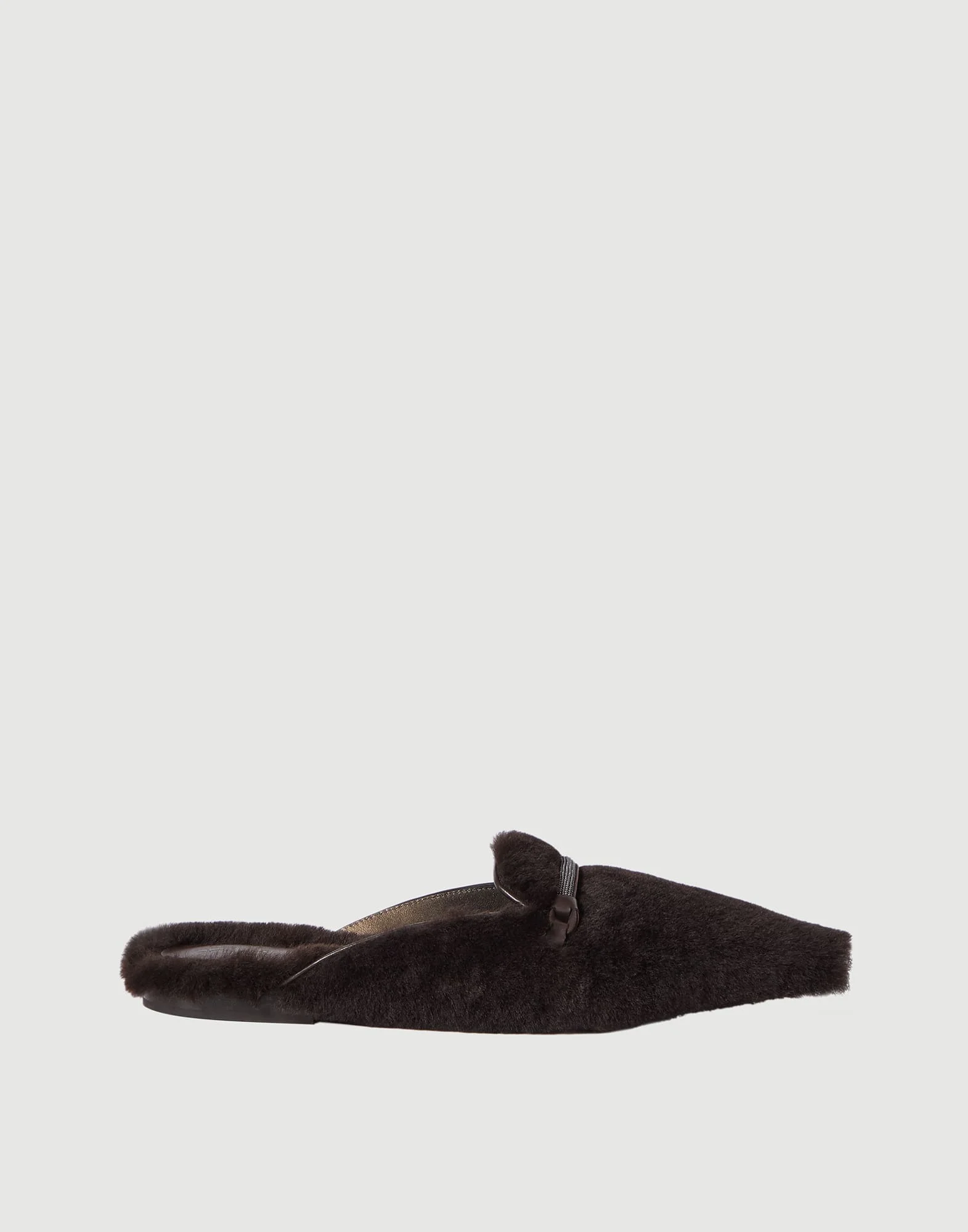 Shearling flats with precious bar - 1