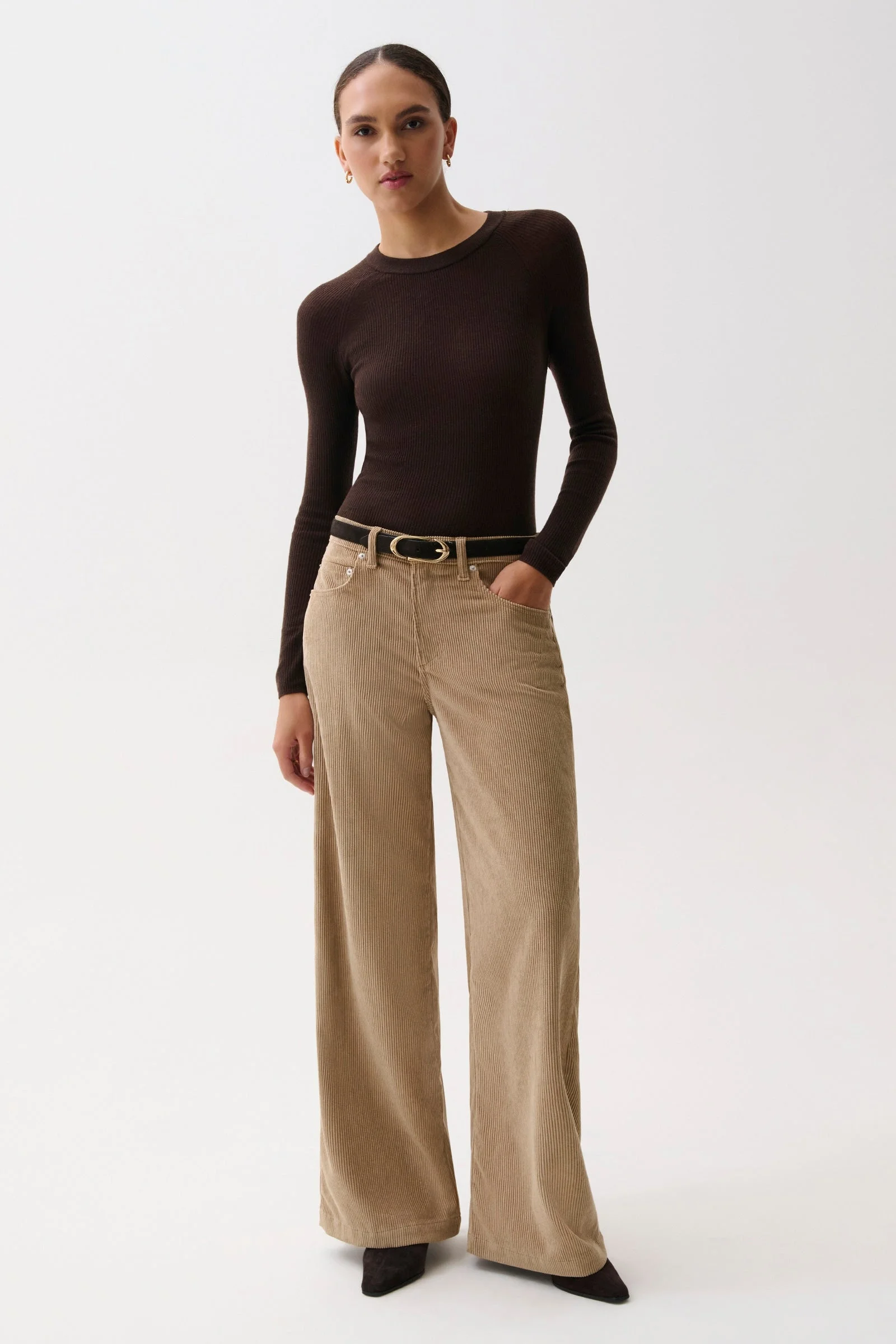 JADYN MID RISE PALAZZO JEAN - CAMEL - 1