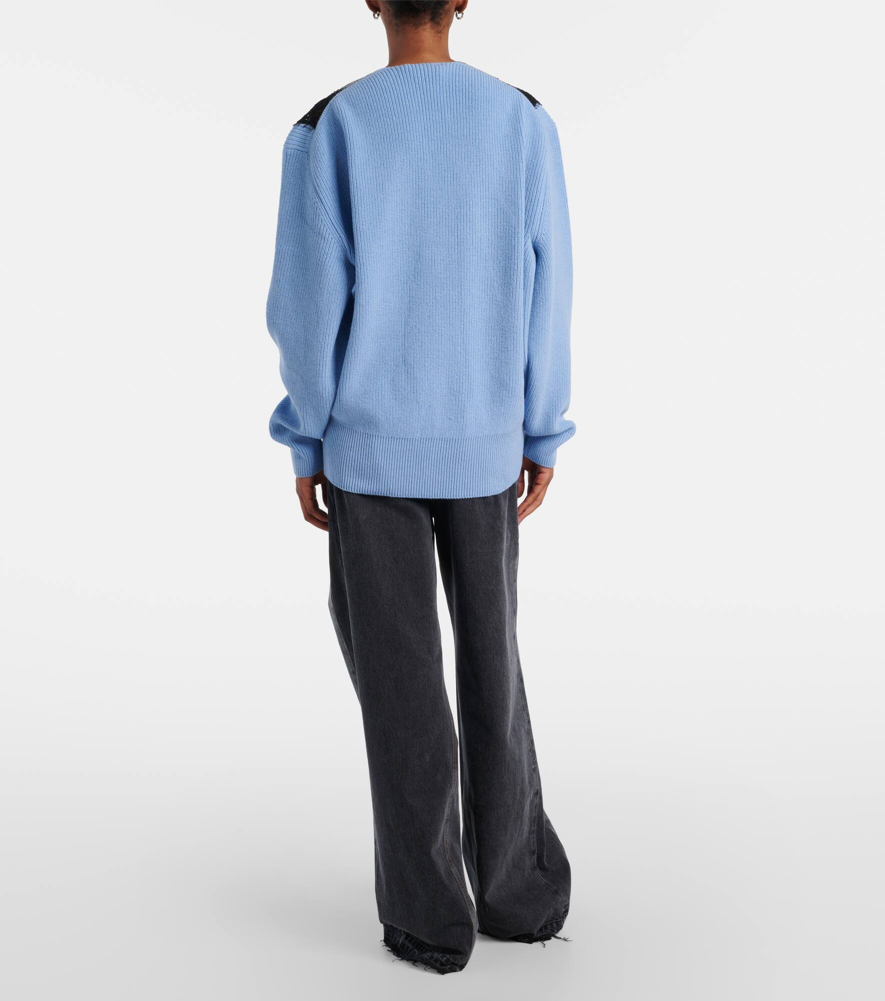 Lace-trimmed virgin wool sweater - 3