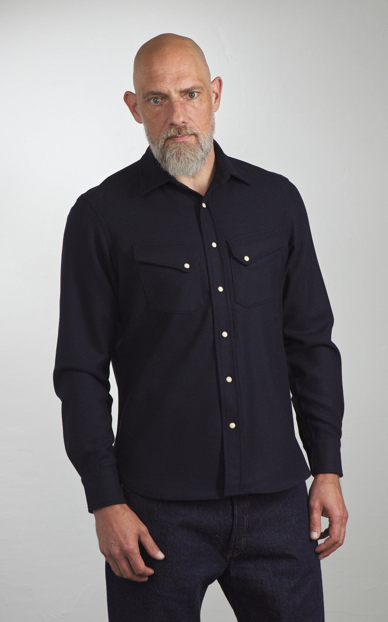 FORTELA PASADENA SHIRT WESTERN WOOL FLANNEL BLUE outlook