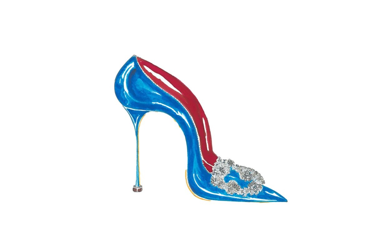 Blue Satin Jewel Buckle Pumps - 4