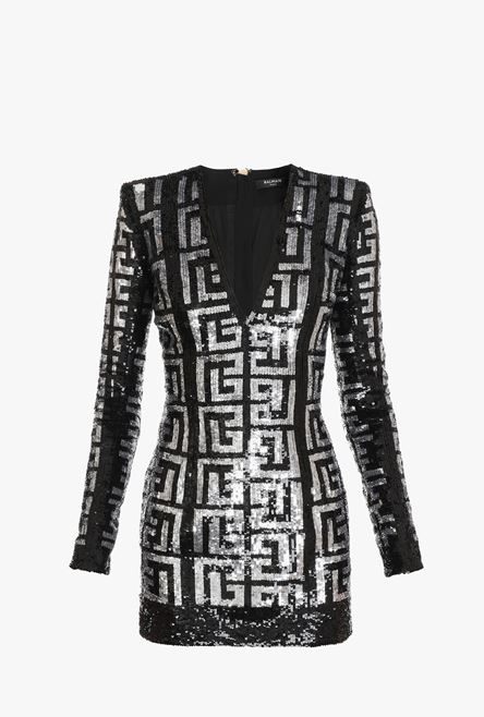 Short sequinned Balmain monogram dress - 1