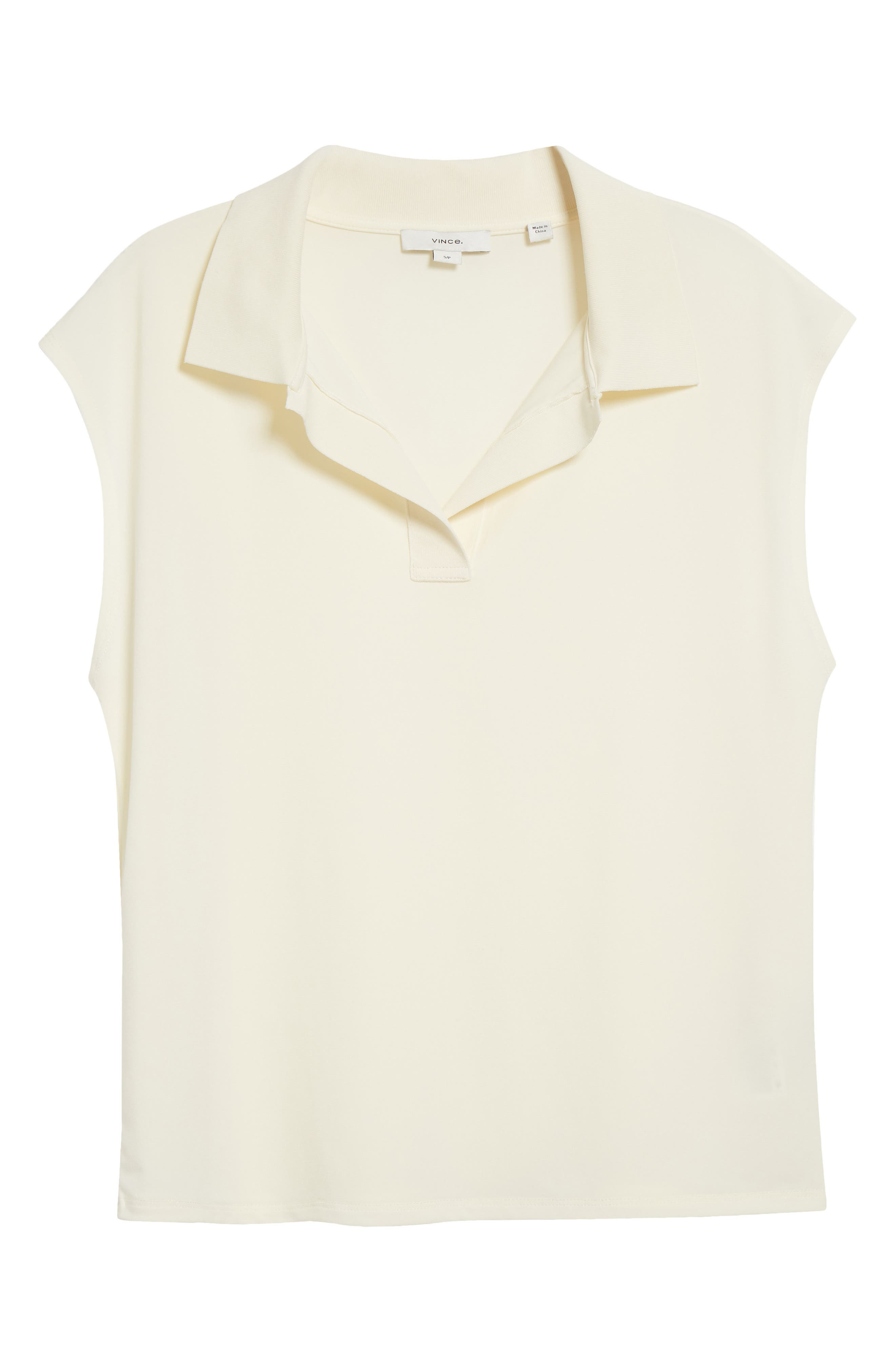 Vince Cap Sleeve Johnny Collar Polo in Ivory at Nordstrom - 5